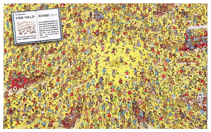 wheres wally, text, communication, no people, transfer print