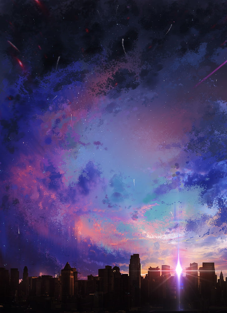 purple and blue skies design, xiaopaopao711, night sky, starry night, HD wallpaper
