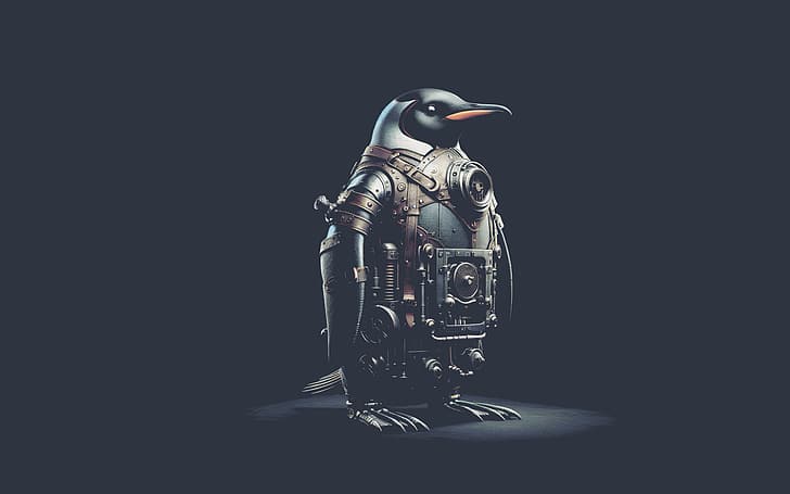 Linux, penguins, dieselpunk, HD wallpaper