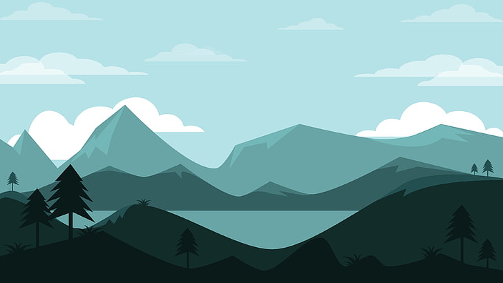 HD wallpaper: sky, mountain, minimal art, minimalist, lake, landscape,  illustration | Wallpaper Flare
