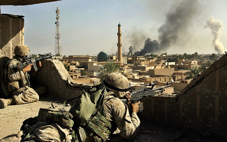 weapons, war, soldiers, Iraq, HD wallpaper