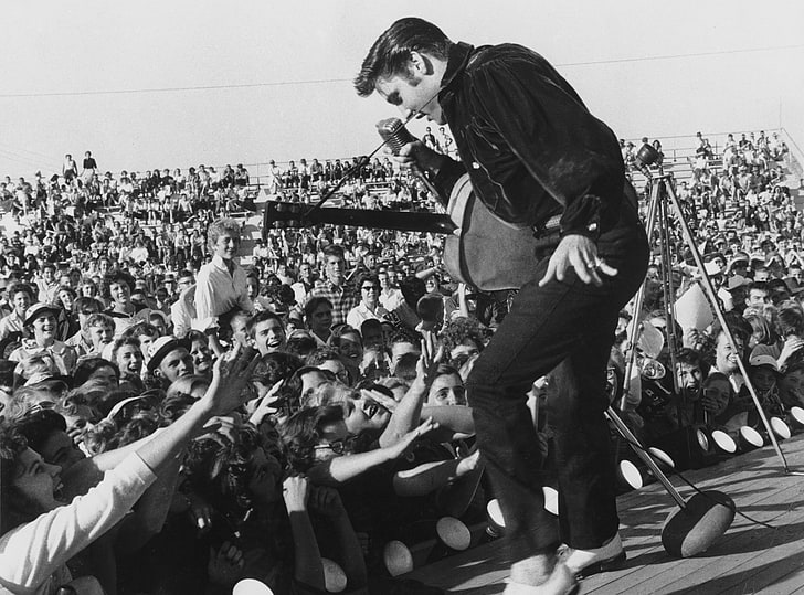 Elvis Presley In Concert, Elvis Presley, Vintage, crowd, large group of people, HD wallpaper