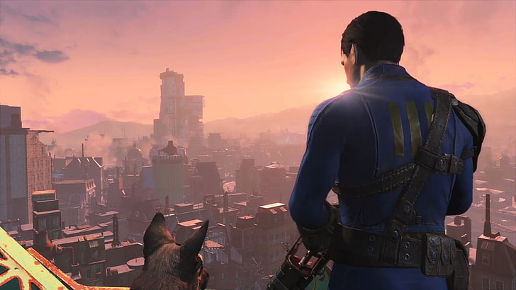 Fallout 4, Dogmeat, video games, screen shot, architecture