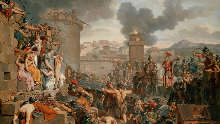 painting of war, ancient greece, classical art, architecture, HD wallpaper