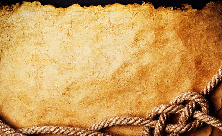 Rope Knot, beige paper and rope, Vintage, backgrounds, textured, HD wallpaper