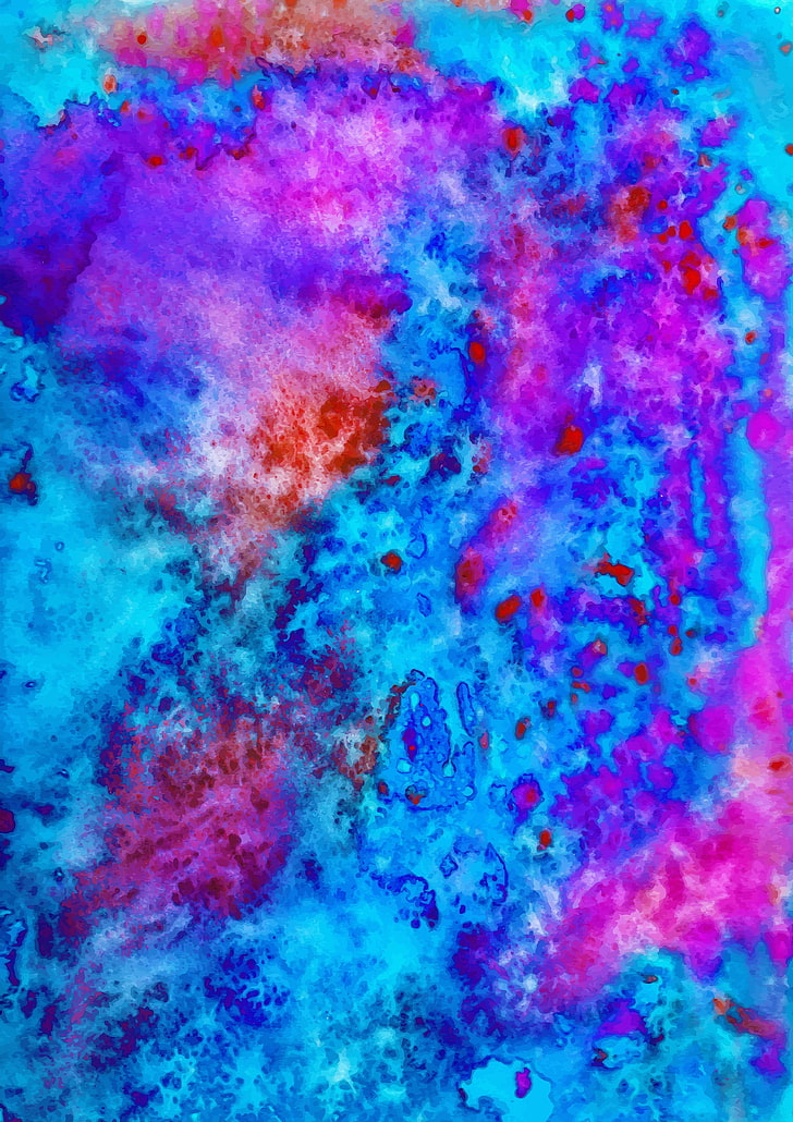 blue and purple painting, stains, watercolor, abstraction, backgrounds, HD wallpaper