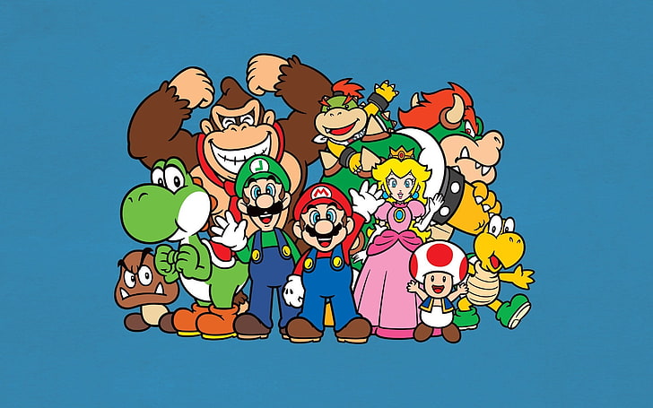 Donkey Kong, Luigi, Mario Bros., minimalism, Nintendo, Princess Peach