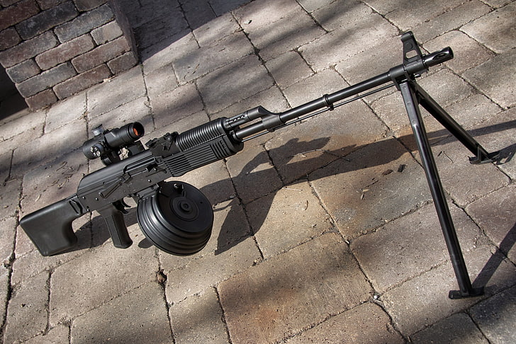 black rifle with scope, machine gun, Kalashnikov, manual, RPK-74, HD wallpaper