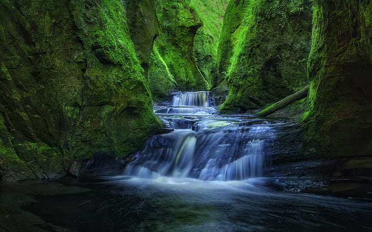 photo of water falls, Scotland, Gorge, Devil's Pulpit, Landscape
