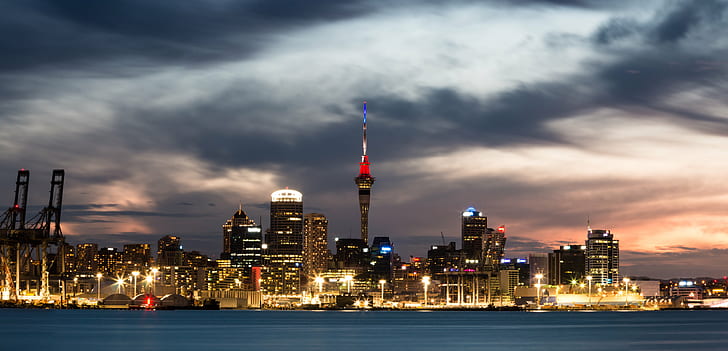 panograma photography of cityscape range, sky tower, sky tower, HD wallpaper