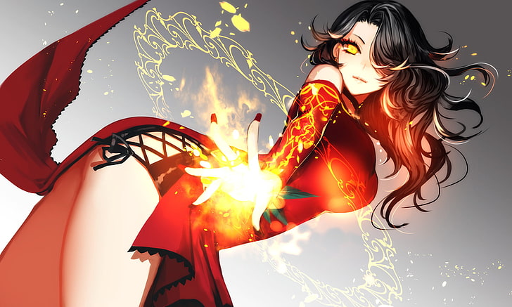 black-haired female anime character, RWBY, Cinder (RWBY), one person
