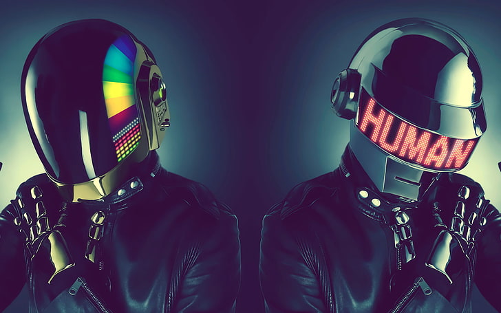 Daft Punk digital wallpaper, musician, indoors, security, protection, HD wallpaper