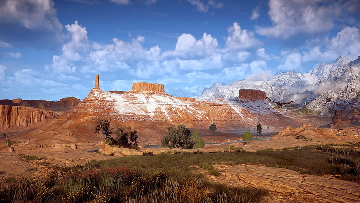 mountain covered with snow, video games, Horizon: Zero Dawn, digital art