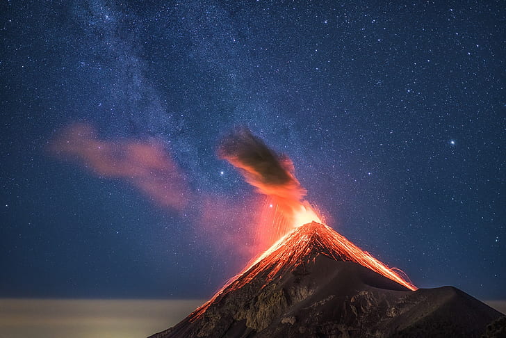 landscape, volcanic eruption, HD wallpaper