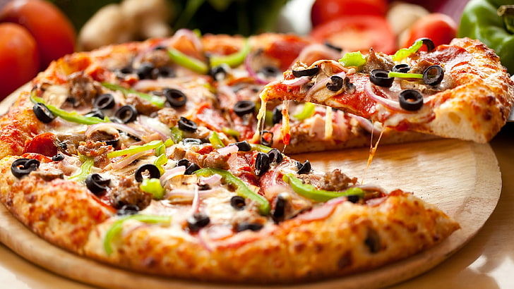 pizza, food, food and drink, vegetable, cheese, dairy product, HD wallpaper