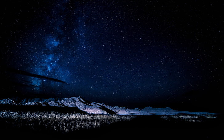green grass field, Nebraska, night, sky, star - space, scenics - nature, HD wallpaper
