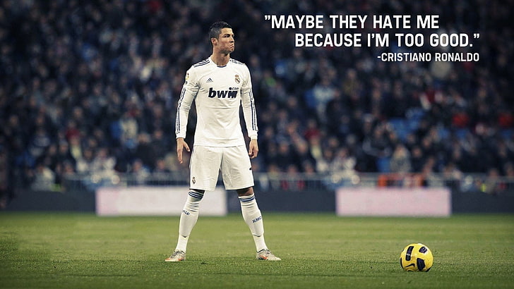 Cristiano Ronaldo with quote text overlay, Soccer, Real Madrid C.F.