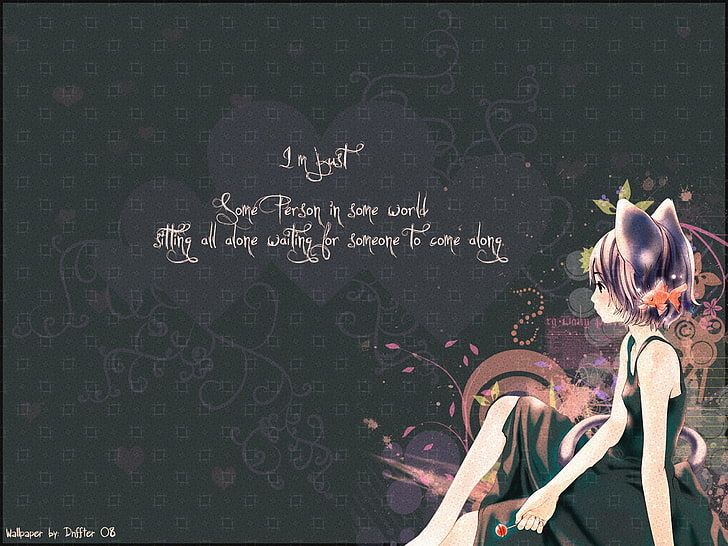 anime girls, typography, 2008 (Year), board, blackboard, text, HD wallpaper