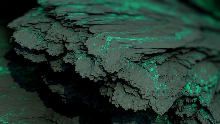CGI, abstract, mineral, Procedural Minerals, digital art, green