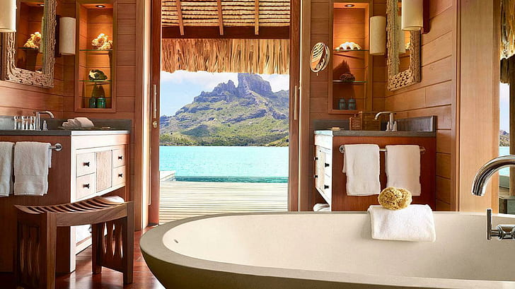 Four Seasons Resort Bora Bora South Pacific, polynesia, sand, HD wallpaper