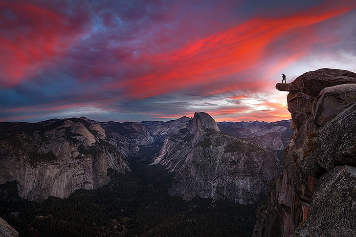 rock formation, nature, landscape, hiking, Yosemite Valley, sky, HD wallpaper
