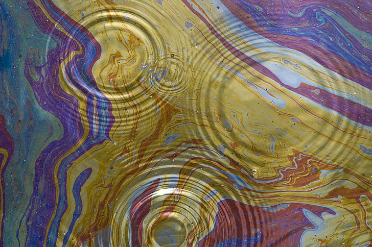 simple background, ripples, water, colorful, paint splatter