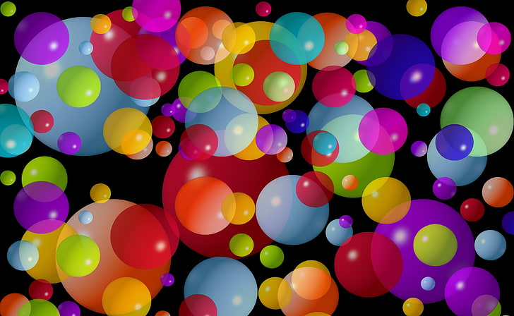 assorted-color bubble wallpaper, pattern, paint, round, ball
