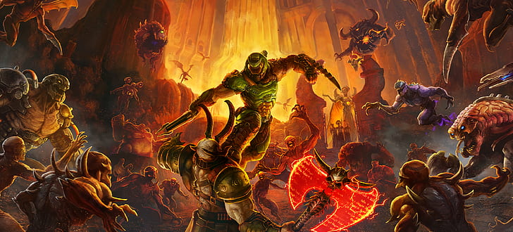 Doom (game), DOOM Eternal, hell, demon, video games, Bethesda Softworks, HD wallpaper
