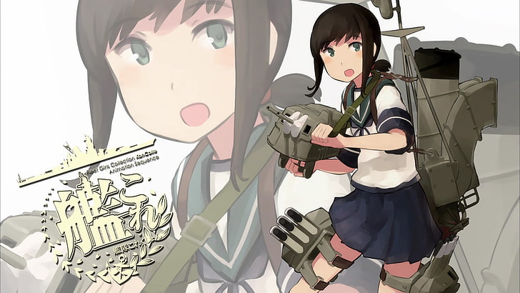 Kantai Collection, anime, anime girls, Fubuki (KanColle), school uniform, HD wallpaper