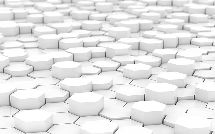 white hexagonal tiles platform, simple, abstract, digital art