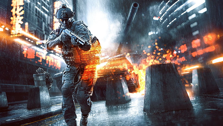 Call of Duty game wallpaper, Battlefield 4, video games, fire