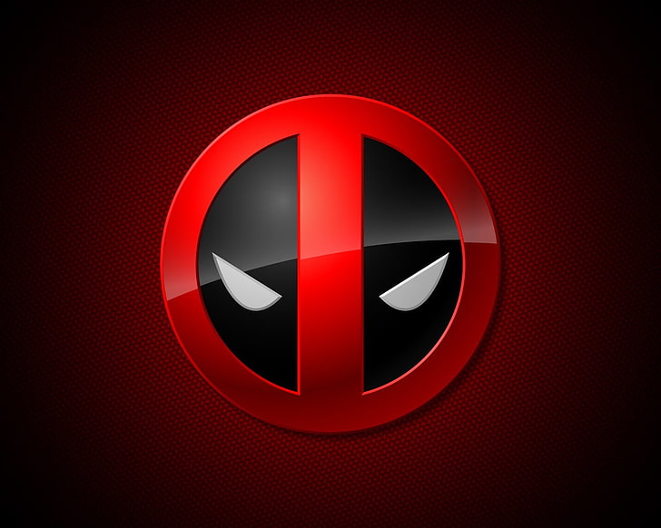 round red and black logo, Deadpool, sign, close-up, communication, HD wallpaper