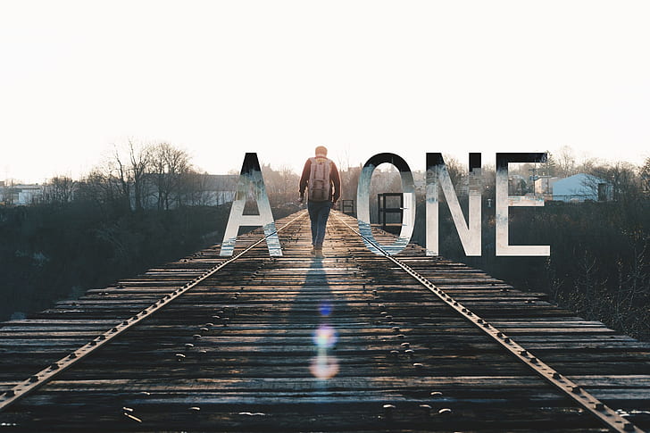 alone, typography, outdoors, men