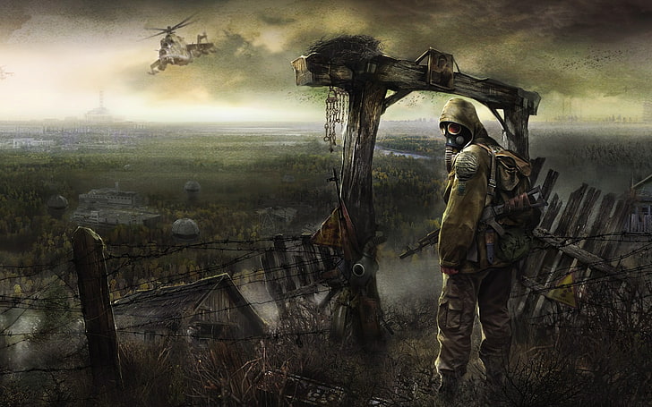 combat soldier graphic wallpaper, S.T.A.L.K.E.R., radiation, radioactive