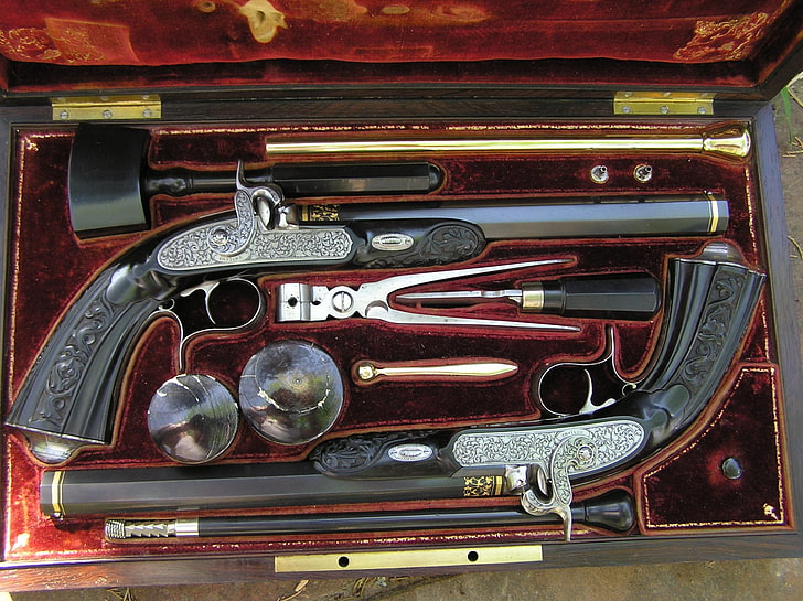 antique percussion pistol french ebony stocked 47 cal target pistols 2000x1496  Aircraft Antique HD Art, HD wallpaper