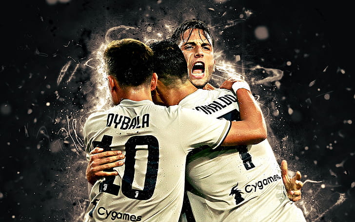 Soccer, Juventus F.C., Cristiano Ronaldo, Paulo Dybala, Rodrigo Bentancur, HD wallpaper