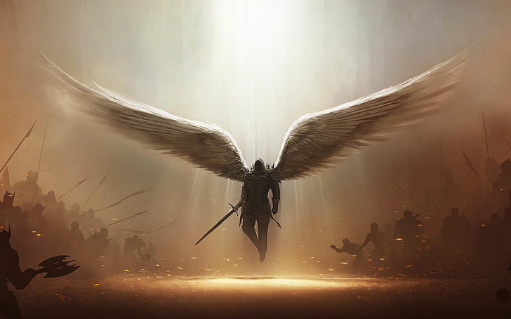 HD wallpaper: angel with sword wallpaper, Diablo, Diablo III, Angel Warrior  | Wallpaper Flare