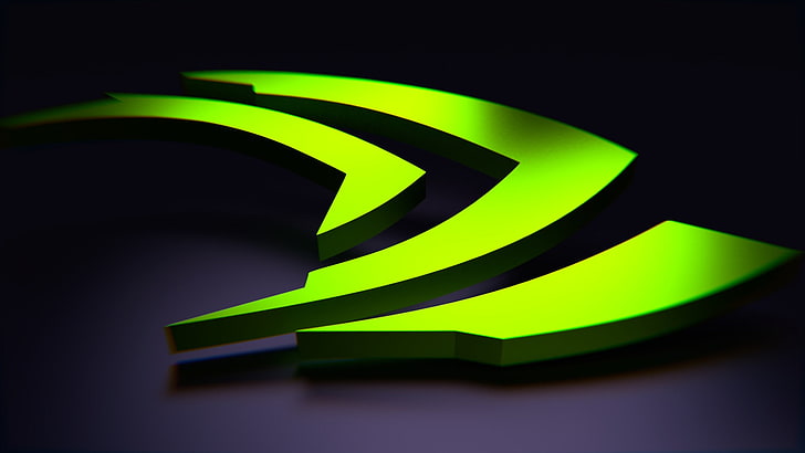 green logo, nvidia, studio shot, black background, indoors, green color