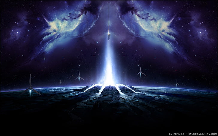 blue outer space halo master chief spaceships halo 4 fan art 2560x1600  Video Games Halo HD Art