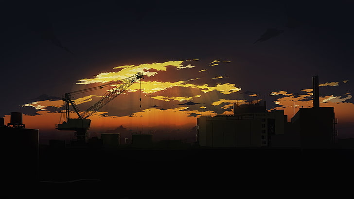 HD wallpaper: dark, sunset, anime, sky, building exterior, built structure  | Wallpaper Flare