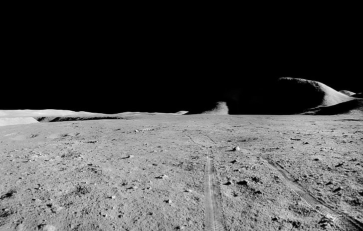 black and white concrete surface, Apollo, Moon, landscape, no people, HD wallpaper