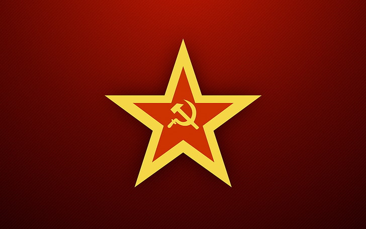red and yellow Star illustration, USSR, Soviet Union, Russia, HD wallpaper