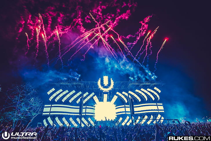 crowds ultra music festival rukes_com stages lights photography fireworks music