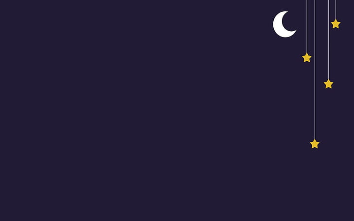 Minimalism, Purple Background, Stars, Moon, Patterns, 2560x1600