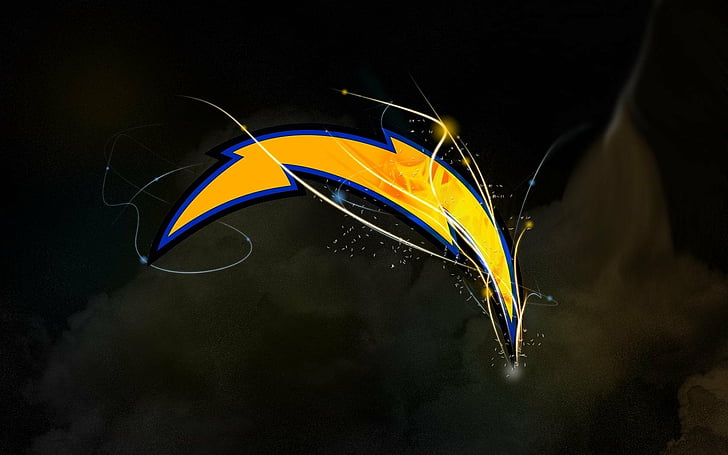 Football, Los Angeles Chargers, motion, multi colored, night, HD wallpaper