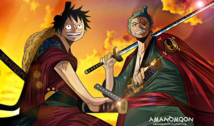 Anime, One Piece, Monkey D. Luffy, Zoro Roronoa, HD wallpaper