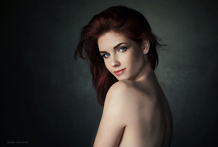 Sean Archer, redhead, blue eyes, women, model, beauty, beautiful woman, HD wallpaper