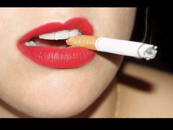Women, Lips, Cigarette, Smoking, Woman