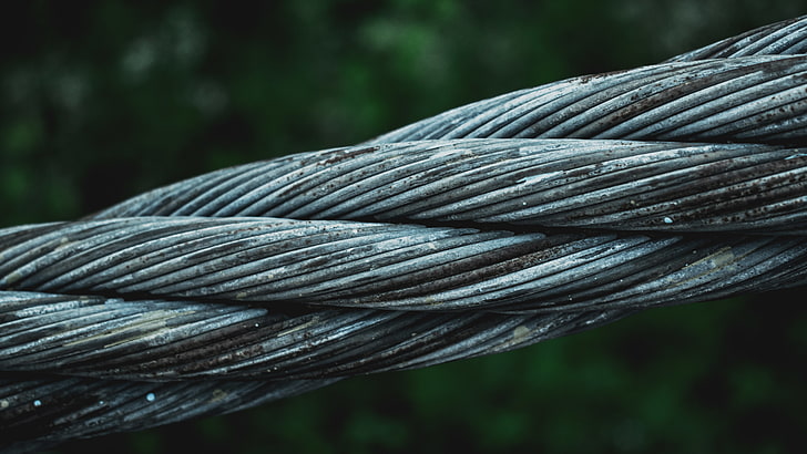 wire, steel rope, steel cable, wires, ropes, bokeh, closeup, HD wallpaper