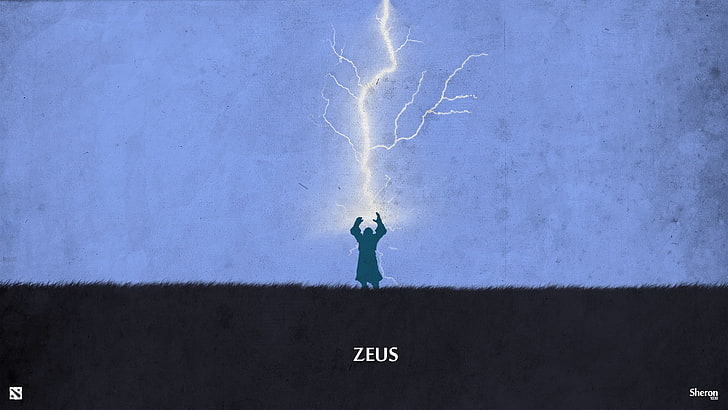 Dota 2, Sheron1030, Zeus, lightning, communication, storm, sign, HD wallpaper